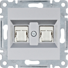 lumina Gniazdo komputerowe podwójne RJ45 kat.5e FTP, srebrny - HAGER - WL2142