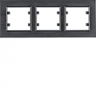 lumina passion Ramka 3-krotna pozioma, aluminium czarne - HAGER - WL9233