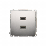 Ładowarka 2 x USB (moduł), 2.1 A, 5V DC, 230V; srebrny mat - KONTAKT SIMON - BMC2USB.01/43