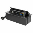 NOEN Kaseta meblowa wpuszczana w blat ze zintegrowaną ramką PCV na gniazda modułowe 3 x 45x45mm lub 6 x 22,5x45mm, przewód 1,5m, czarne - ORNO - OR-GM-9010/B