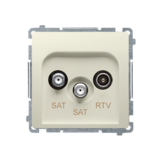 Gniazdo antenowe satelitarne podwójne końcowe SAT-SAT-RTV, (moduł). 2xwejście: SAT: 5–2400 MHz, RTV: 5–862 MHz; beż - KONTAKT SIMON - BMZAR+SAT3.1-P2.01/12