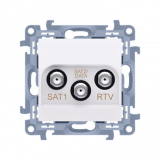 GNIAZDO ANTENOWE SATELITARNE PODWÓJNE SAT-SAT-RTV 1X WEJŚCIE 5 MHZ-2,4 GHZ BIAŁY SIMON 10 - KONTAKT SIMON - CASK2F.01/11