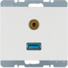GNIAZDO USB / 3.5 MM AUDIO BIAŁY POŁYSK K.1 - HAGER - 3315397009