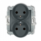 MINI; Mechanizm gniazda podwójnego do ramki z /uz 2x2P+z grafit mat - KARLIK - 28MGPR-2zp