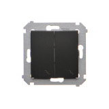Łącznik schodowy podwójny z podświetleniem (moduł) 10AX, 250V~, zaciski śrubowe; czarny - KONTAKT SIMON - DW6/2L.01/49