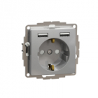 Sedna Design, Gniazdo schuko z USB A+A 2,4A, srebrne aluminium - SCHNEIDER ELECTRIC - SDD113052
