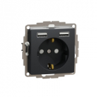 Sedna Design, Gniazdo schuko z USB A+A 2,4A, czarny antracyt - SCHNEIDER ELECTRIC - SDD114052