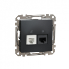 Sedna Design, Gniazdo komputerowo-telefoniczne (RJ45 kat.6 UTP + RJ11), czarny antracyt - SCHNEIDER ELECTRIC - SDD114468