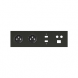 Panel 4-krotny: 2 gniazda + HDMI + USB + TV/SAT+ RJ45; czarny mat - KONTAKT SIMON - 10020406-238