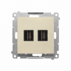 Gniazdo HDMI podwójne (moduł); Szampański mat Simon 55 - KONTAKT SIMON - TGHDMI2.01/144