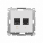 Gniazdo komputerowe RJ45 kategoria 5e + telefoniczne RJ12 (moduł); Jasnoszary mat Simon 55 - KONTAKT SIMON - T5F.01/114