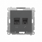 Gniazdo komputerowe RJ45 kategoria 5e + telefoniczne RJ12 (moduł); Grafitowy mat Simon 55 - KONTAKT SIMON - T5F.01/116
