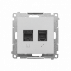 Gniazdo komputerowe RJ45 kategoria 5e + telefoniczne RJ12 (moduł); Aluminium mat Simon 55 - KONTAKT SIMON - T5F.01/143