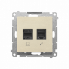 Gniazdo komputerowe RJ45 kategoria 5e + telefoniczne RJ12 (moduł); Szampański mat Simon 55 - KONTAKT SIMON - T5F.01/144