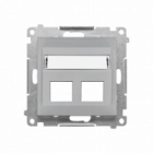 Pokrywa gniazd teleinformatycznych na Keystone skośna podwójna z polem opisowym (moduł); Aluminium mat Simon 55 - KONTAKT SIMON - TKP2S.01/143