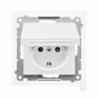 Gniazdo Schuko do wersji IP44 z przesłonami z uszczelką ramki (moduł) 16 A, 250 V~, szybkozłącza. Klapka w kolorze pokrywy; Biały mat Simon 55 - KONTAKT SIMON - TGSZ1BCZ.01/111