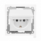 Gniazdo Schuko do wersji IP44 z przesłonami z uszczelką ramki (moduł) 16 A, 250 V~, szybkozłącza. Klapka w kolorze pokrywy; Jasnoszary mat Simon 55 - KONTAKT SIMON - TGSZ1BCZ.01/114
