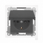 Gniazdo Schuko do wersji IP44 z przesłonami z uszczelką ramki (moduł) 16 A, 250 V~, szybkozłącza. Klapka w kolorze pokrywy; Grafitowy mat Simon 55 - KONTAKT SIMON - TGSZ1BCZ.01/116