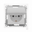 Gniazdo Schuko do wersji IP44 z przesłonami z uszczelką ramki (moduł) 16 A, 250 V~, szybkozłącza. Klapka w kolorze pokrywy; Aluminium mat Simon 55 - KONTAKT SIMON - TGSZ1BCZ.01/143