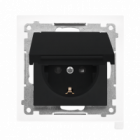 Gniazdo Schuko do wersji IP44 z przesłonami z uszczelką ramki (moduł) 16 A, 250 V~, szybkozłącza. Klapka w kolorze pokrywy; Czarny mat Simon 55 - KONTAKT SIMON - TGSZ1BCZ.01/149