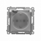 Gniazdo Schuko do wersji IP44 z przesłonami z uszczelką ramki (moduł) 16 A, 250 V~, szybkozłącza. Klapka transparentna; Jasnoszary mat Simon 55 - KONTAKT SIMON - TGSZ1BCZ.01/114A