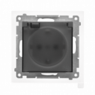 Gniazdo Schuko do wersji IP44 z przesłonami z uszczelką ramki (moduł) 16 A, 250 V~, szybkozłącza. Klapka transparentna; Grafitowy mat Simon 55 - KONTAKT SIMON - TGSZ1BCZ.01/116A