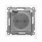 Gniazdo Schuko do wersji IP44 z przesłonami z uszczelką ramki (moduł) 16 A, 250 V~, szybkozłącza. Klapka transparentna; Aluminium mat Simon 55 - KONTAKT SIMON - TGSZ1BCZ.01/143A