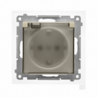 Gniazdo Schuko do wersji IP44 z przesłonami z uszczelką ramki (moduł) 16 A, 250 V~, szybkozłącza. Klapka transparentna; Szampański mat Simon 55 - KONTAKT SIMON - TGSZ1BCZ.01/144A