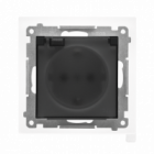 Gniazdo Schuko do wersji IP44 z przesłonami z uszczelką ramki (moduł) 16 A, 250 V~, szybkozłącza. Klapka transparentna; Czarny mat Simon 55 - KONTAKT SIMON - TGSZ1BCZ.01/149A