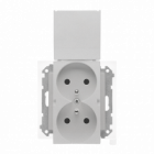 Gniazdo wtyczkowe podwójne do wersji IP44 z uszczelką (moduł) 16 A, 250 V~, szybkozłącza. Klapka w kolorze pokrywy; Aluminium mat Simon 55 - KONTAKT SIMON - TGZ2BMCZ.01/143