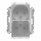 Gniazdo wtyczkowe podwójne do wersji IP44 z uszczelką (moduł) 16 A, 250 V~, szybkozłącza. Klapka transparentna; Aluminium mat Simon 55 - KONTAKT SIMON - TGZ2BMCZ.01/143A