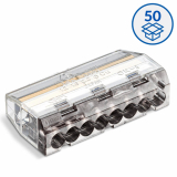 SZYBKOZŁĄCZKA SCP8 WTYKOWA DO DRUTÓW 0.75 - 4 mm2 I WIELODRUTÓW 1.5 - 2.5mm2 8 TORÓW 24A 450V TRANSPARENTNY FIOLETOWY SERIA IDEALNA OPAKOWANIE 50 SZT.  - SIMET - 88000007