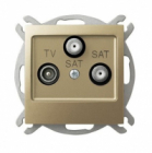 GNIAZDO RTV-SAT Z DWOMA WYJŚCIAMI SAT ZŁOTY METALIC IMPRESJA  - OSPEL - GPA-Y2S/m/28