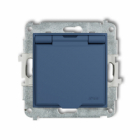 Mechanizm gniazda bryzgoszczelnego z uziemieniem 2P+Z (klapka navy blue, przesłony torów prądowych) podtynkowy IP 44, 16A 250V~ MINI navy blue - KARLIK - 64MGPB-1zp