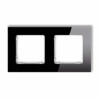 Ramka uniwersalna podwójna kwadratowa - efekt szkła (ramka: czarna; spód: biały) podtynkowy IP 20 ICON czarny - KARLIK - 12-0-IRSK-2