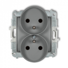 Mechanizm gniazda podwójnego do ramki z uziemieniem 2x(2P+Z) (przesłony torów prądowych) podtynkowy IP 20, 16A 250V~ ICON szary mat - KARLIK - 27IGPR-2zp