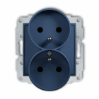Mechanizm gniazda podwójnego do ramki z uziemieniem 2x(2P+Z) (przesłony torów prądowych) podtynkowy IP 20, 16A 250V~ ICON navy blue - KARLIK - 64IGPR-2zp