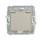 Mechanizm gniazda bryzgoszczelnego z uziemieniem 2P+Z (klapka biały mat, przesłony torów prądowych) podtynkowy IP 44, 16A 250V~ MINI taupe - KARLIK - 60IGPB-1zp