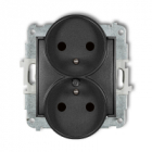 Mechanizm gniazda podwójnego do ramki z uziemieniem 2x(2P+Z) (przesłony torów prądowych) podtynkowy IP 20, 16A 250V~ MINI grafitowy - KARLIK - 11MGPR-2zp