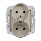Mechanizm gniazda podwójnego do ramki z uziemieniem 2x(2P+Z) (bez przesłon torów prądowych) podtynkowy IP 20, 16A 250V~ MINI taupe - KARLIK - 60MGPR-2z