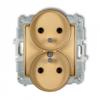 Mechanizm gniazda podwójnego do ramki z uziemieniem 2x(2P+Z) (bez przesłon torów prądowych) podtynkowy IP 20, 16A 250V~ MINI złoty - KARLIK - 29MGPR-2z