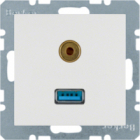 GNIAZDO USB / 3.5 MM AUDIO BIAŁY POŁYSK S.1/B.KWADRAT/B.3/B.7 - HAGER - 3315398989