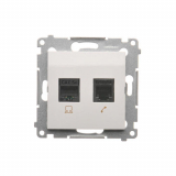 Gniazdo komputerowe RJ45 kategoria 5e + telefoniczne RJ12 (moduł); biały - KONTAKT SIMON - D5T.01/11