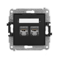 MINI  mech. gniazda komputerowego podwójnego 2xrj45, kat. 6 ekranowane 8styków czarny mat - KARLIK - 12MGK-6