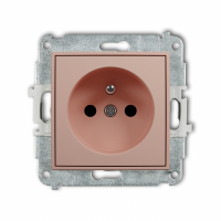 Mechanizm gniazda pojedynczego z uziemieniem 2P+Z (przesłony torów prądowych) podtynkowy IP 20, 16A 250V~ MINI łososiowy - KARLIK - 62MGP-1zp